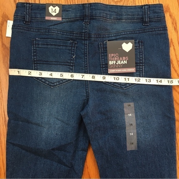 EPIC Threads Junior Mid Rise Denim Blue Distressed Stretch Skinny Jeans - Picture 10 of 16